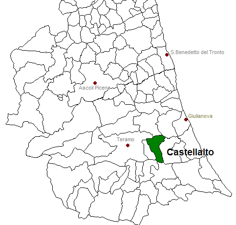 posizione del comune di Castellalto all'interno delle province di Ascoli Piceno e Teramo
