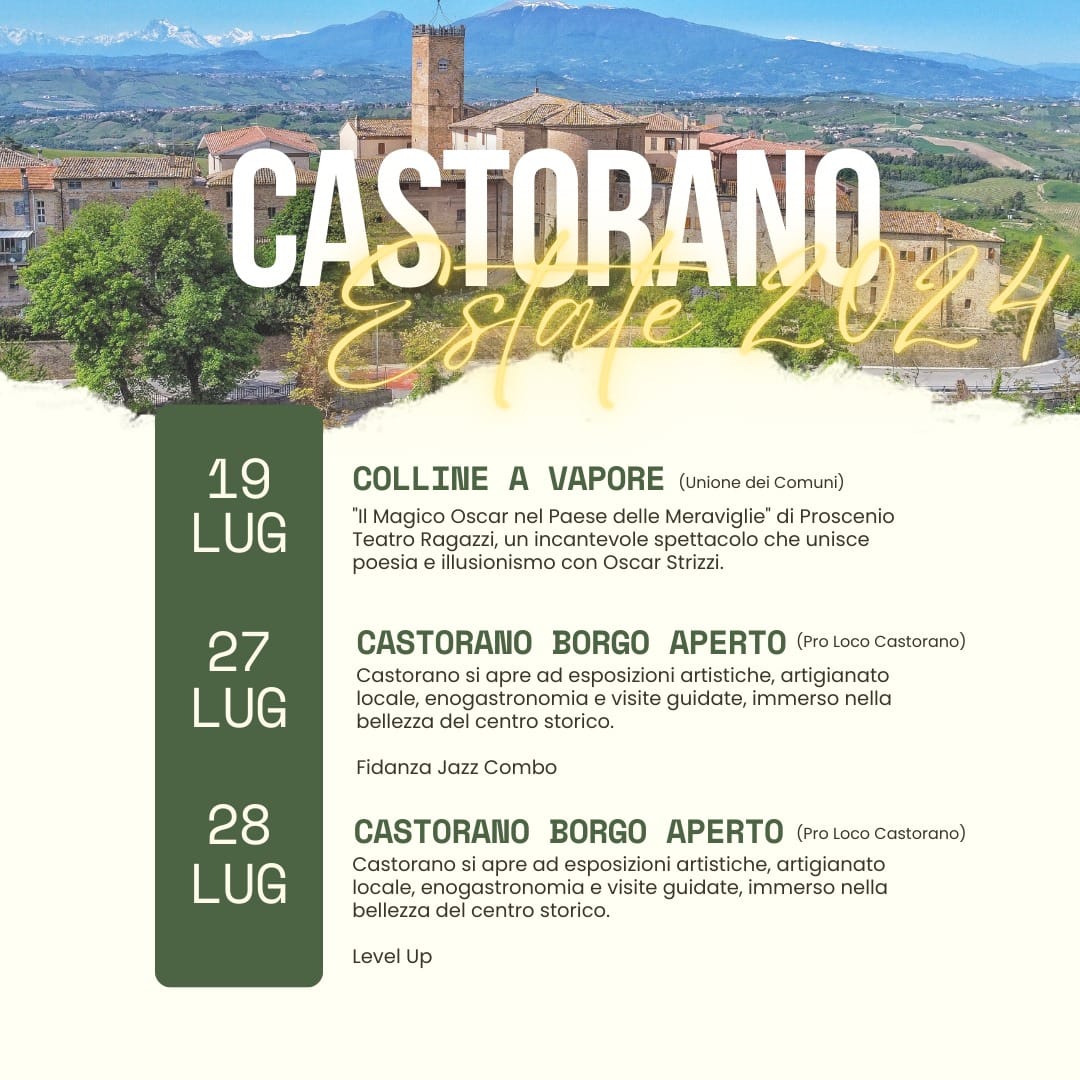 locandina degli eventi estivi 2024 a Castorano,  provincia di Ascoli Piceno