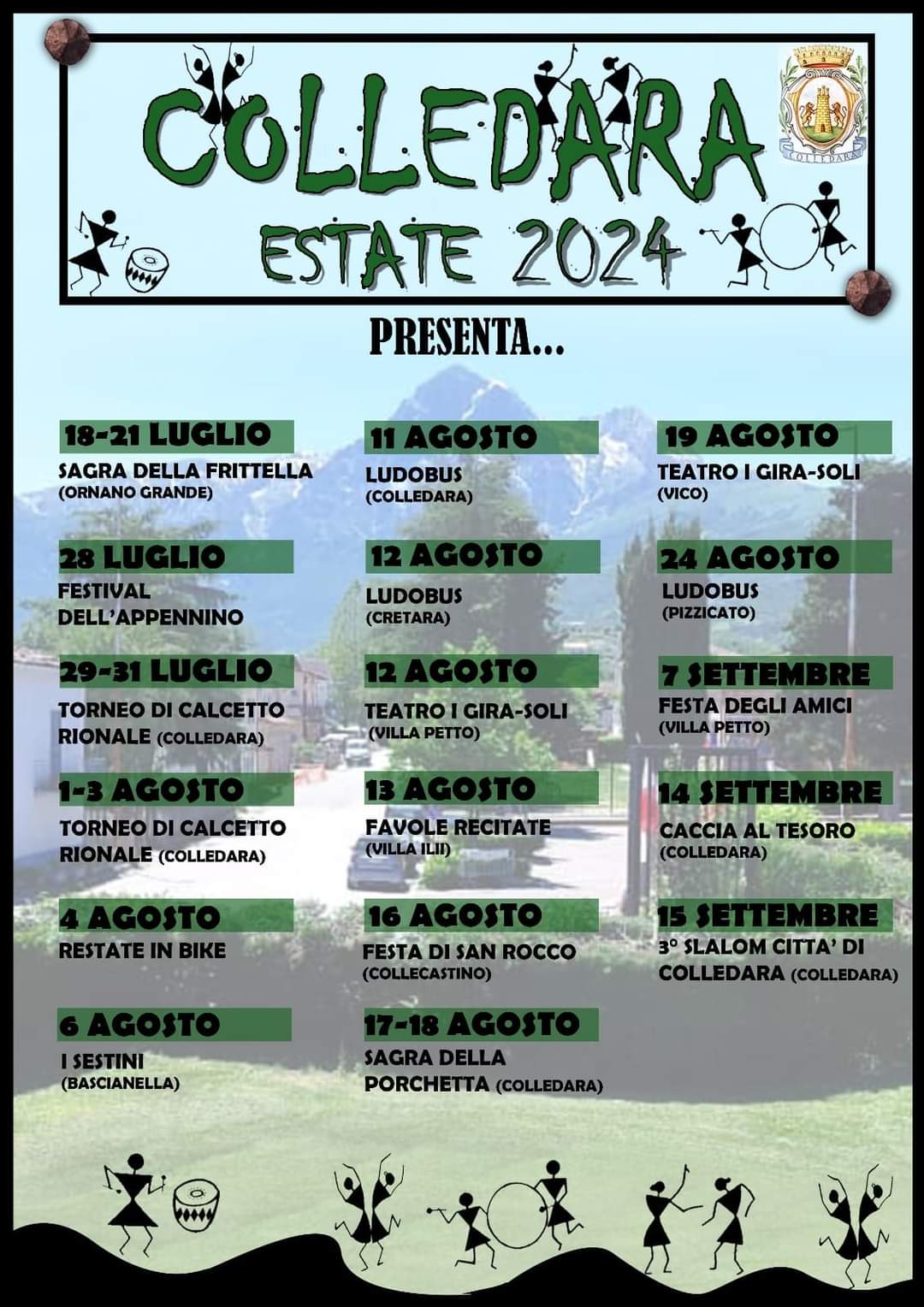locandina degli eventi estivi 2024 a Colledara provincia di Teramo