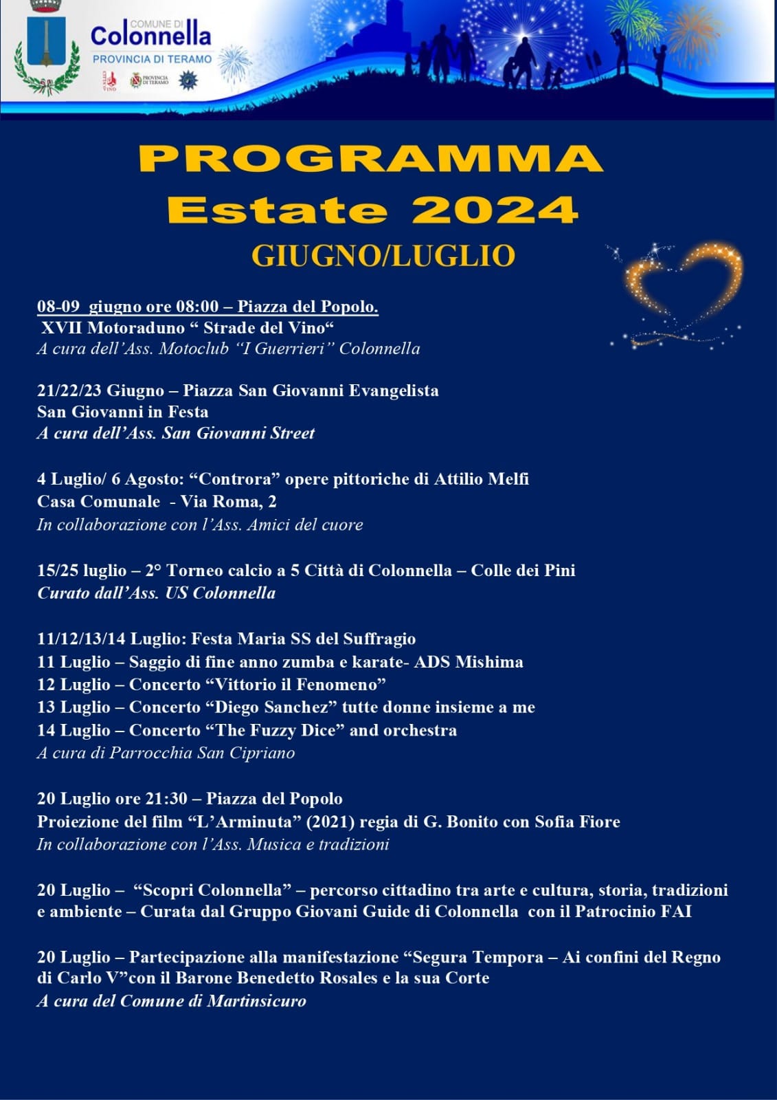 locandina degli eventi estivi 2024 a Colonnella provincia di Teramo