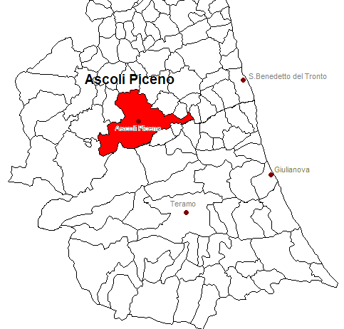 posizione del comune di Ascoli Piceno all'interno della provincia