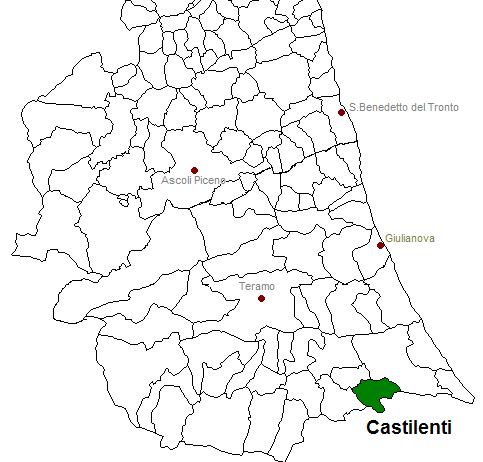 posizione del comune di Castilenti all'interno delle province di Ascoli Piceno e Teramo